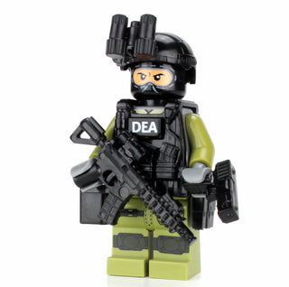 DEA Special Response Team SRT Officer Custom Minifigure, BB60 Custom minifigure Battle Brick   