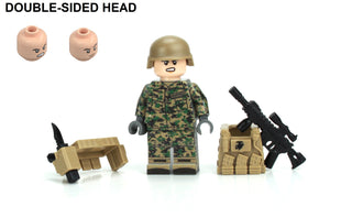 Marine Corps Infantry Woodland MARPAT minifigure, BB41 Custom minifigure Battle Brick   