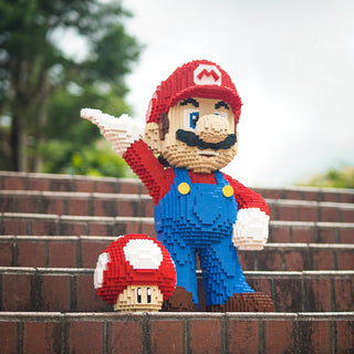 Italian Plumber Life-Sized Sculpture Building Kit Bricker Builds   