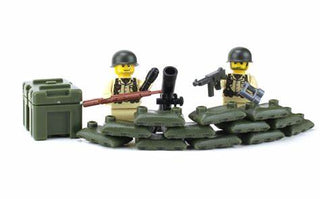 US Army WW2 Mortar Team Minifigures Building Kit Battle Brick   