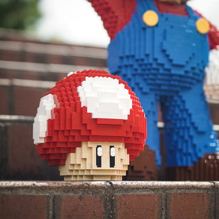 Red Mushroom Life-Sized Sculpture Building Kit Bricker Builds   