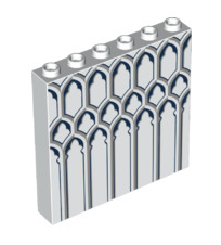 Panel 1x6x5 with Light Bluish Gray Ironwork Pattern, Part# 59349pb117  LEGO® White  