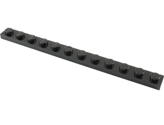 Plate 1x12, Part# 60479 Part LEGO® Black  