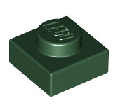 Plate 1x1, Part# 3024 Part LEGO® Dark Green  