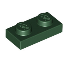 Plate 1x2, Part# 3023 Part LEGO® Dark Green  