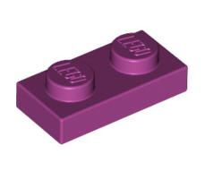 Plate 1x2, Part# 3023 Part LEGO® Magenta  