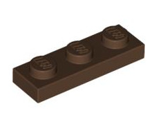 Plate 1x3, Part# 3623 Part LEGO® Brown  