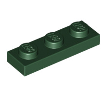 Plate 1x3, Part# 3623 Part LEGO® Dark Green  