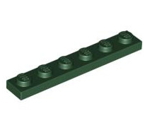 Plate 1x6, Part# 3666 Part LEGO® Dark Green  