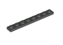 Plate 1x8, Part# 3460 Part LEGO® Dark Gray  