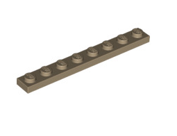 Plate 1x8, Part# 3460 Part LEGO® Dark Tan  