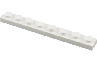 Plate 1x8, Part# 3460 Part LEGO® White  