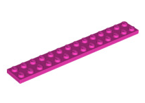 Plate 2x14, Part# 91988 Part LEGO® Dark Pink  