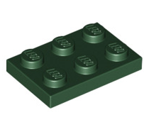 Plate 2x3, Part# 3021 Part LEGO® Dark Green 1 Part 