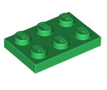 Plate 2x3, Part# 3021 Part LEGO® Green 1 Part 