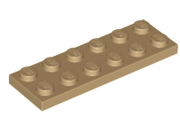 Plate 2x6, Part# 3795 Part LEGO® Dark Tan  