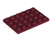 Plate 4x6, Part# 3032 Part LEGO® Dark Red 1 Part 