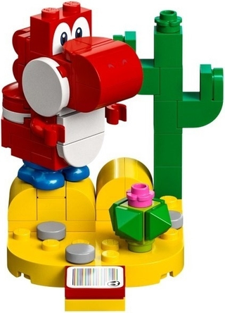 Red Yoshi, char05-1 Minifigure LEGO® Complete with stand and accessories  