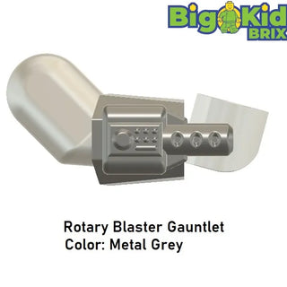 MANDALORIAN SINGLE ROTARY BLASTER Gauntlet Custom for Lego Minifigure Custom, Accessory BigKidBrix Grey  