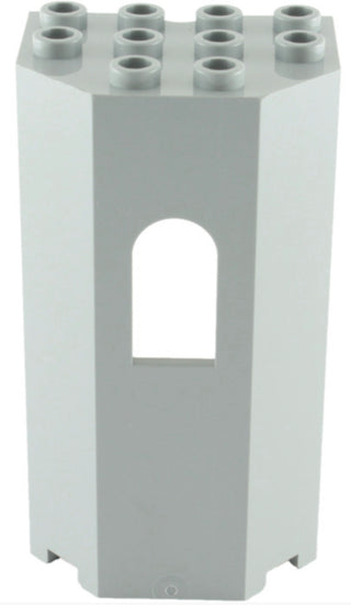 Panel 3x4x6 Turret Wall with Window, Part #30246 Part LEGO® Decent - Light Bluish Gray  