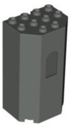 Panel 3x4x6 Turret Wall with Window, Part #30246 Part LEGO® Decent - Dark Gray  