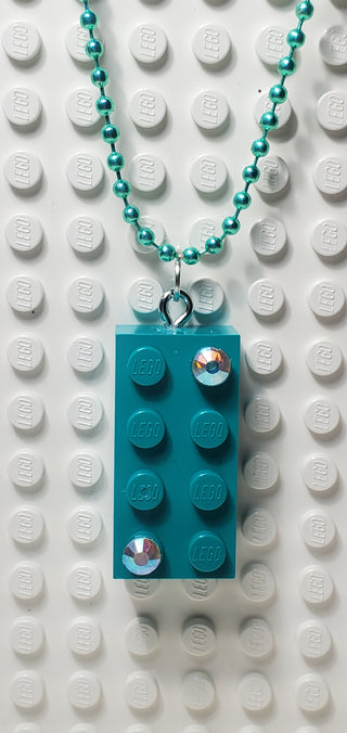 Jeweled Brick Necklace Blings United Brick Co® Dark Turquoise  