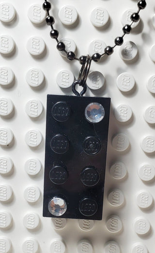 Jeweled Brick Necklace Blings United Brick Co® Black (Black Chain)  