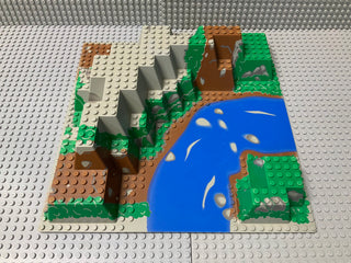 32x32 Raised Baseplate Canyon w/ Brown/Green Mountain, River Rapids Pattern 6024px5 LEGO® Part LEGO®   