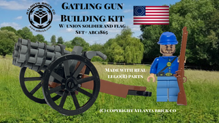 Gatling Gun Building Kit w/ Blue Soldier & Flag ABC Building Kit United Brick Co®   