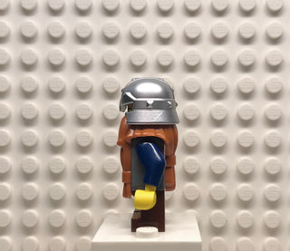 Fantasy Era, Dwarf, Dark Orange Beard, Metallic Silver Helmet with Studded Bands, Dark Blue Arms, Pale Brown Beard, cas377 Minifigure LEGO®   