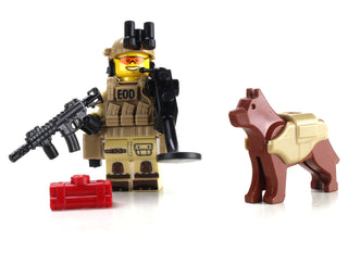 Eod Explosive Ordnance Disposal Specialist Minifigure + K9, BB14 Custom minifigure Battle Brick   