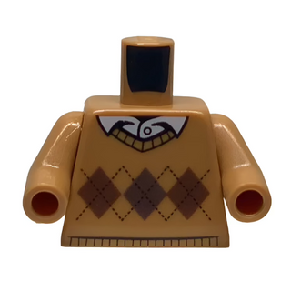 Torso Argyle Sweater with White Shirt Collar and Button Pattern / Medium Nougat Arms, 973pb2342 Part LEGO® No Hands  