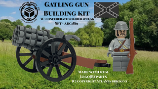 Gatling Gun Building Kit w/ Gray Soldier & Flag ABC Building Kit United Brick Co®   