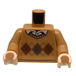 Torso Argyle Sweater with White Shirt Collar and Button Pattern / Medium Nougat Arms, 973pb2342 Part LEGO® Light Nougat Hands  