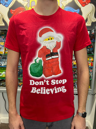 Don't Stop Believing Holiday Premium T-shirt T-Shirt United Brick Co® Youth Large Red 