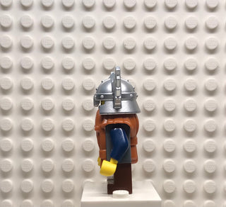 Fantasy Era, Dwarf, Dark Orange Beard, Metallic Silver Helmet with Wings, Dark Blue Arms, cas373 Minifigure LEGO®   