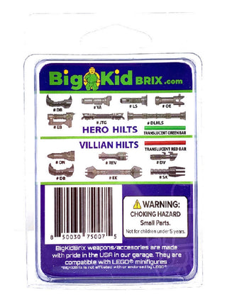 Hero Vs. Villain Metal Grey Hilt Pack Custom, Accessory BigKidBrix   