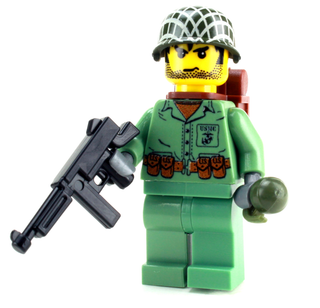 WWII Marine Soldier Custom Minifigure Custom minifigure Battle Brick   